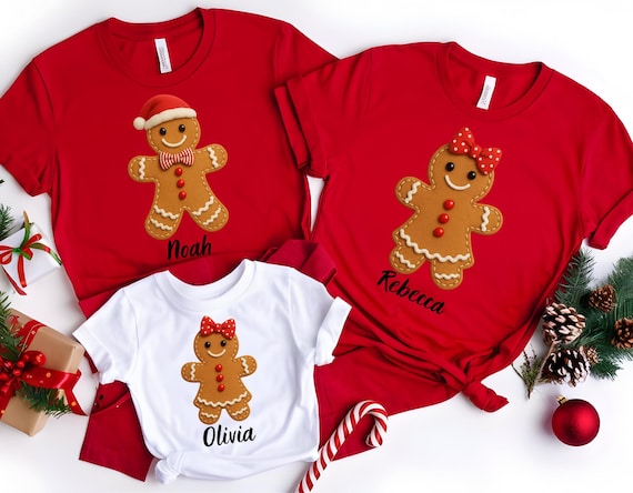 Personalized Gingerbread Family Christmas Sweatshirt, Matching Holiday Sweater, Custom Name Gingerbread Shirts, Xmas Family Outfit