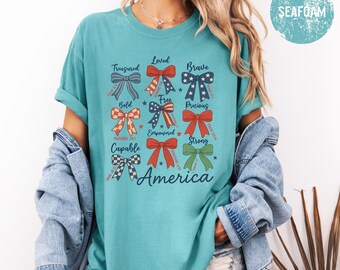 USA Bow Shirt Comfort Colors®, Coquette America Bow Shirt for July 4th, Memorial Day Shirt, USA Shirts, Patriotic Bow Shirts, Election Shirt