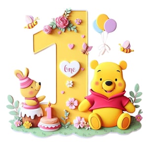 Gráfico PNG del primer cumpleaños de Winnie the Pooh