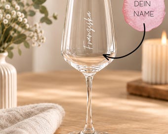 Personalisiertes Weinglas mit Namen | Namensglas mit UV-Druck | Individuelles Weinglas | Geschenk für Frauen & Männer | Geburtstagsgeschenk