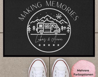 Personalisierte Camping Fußmatte Wohnmobil – „Making Memories“ Matte mit Namen | Geschenk Camper Vanlife | Outdoor Doormat Wohnwagen