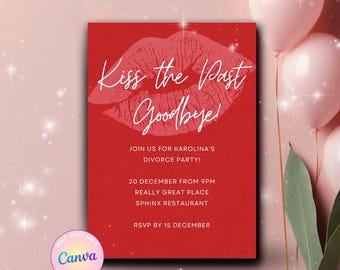 Editable Modern Divorce Party Invite | Surprise Party Invite Simple | Party Invite Adult | Red| Download Template| 31DV