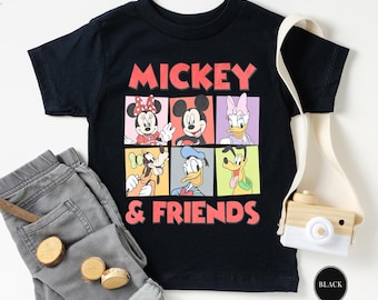 Camisa retro a cuadros de Mickey y sus amigos, camisetas de vacaciones familiares en Disneyworld, camisetas de viaje familiar a Disneyland, camisetas de Magic Kingdom, camisetas de Disney