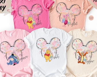 Winnie the Pooh Varsity Shirt, Disneyland Trip Shirt, Disney Family Matching Tee, Pooh Piglet Tigger Eeyore, Pooh Fan Gift Disney Characters