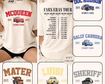 Camiseta de Disney Cars, camiseta de Pixar Lightning McQueen, sudadera de Tow Mater, camiseta de Sally Carrera, camiseta para viaje familiar a Disney, camiseta para vacaciones en Disneyland
