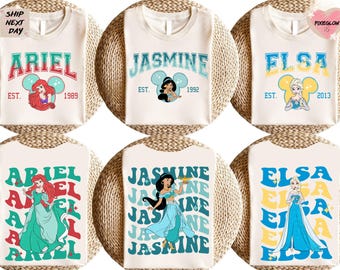 Camiseta de princesa Disney, camiseta de princesa con castillo mágico de acuarela, sudadera con dibujo de princesa Disney, camisetas para viajes familiares a Disneyland
