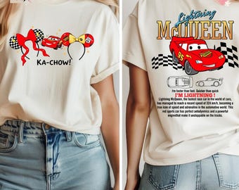 Camiseta de Rayo McQueen de doble cara, camiseta de Disney Cars, camiseta de Disney Pixar Cars, camiseta de Cars Family Vacation 2026, camiseta de Disney Girl Trip