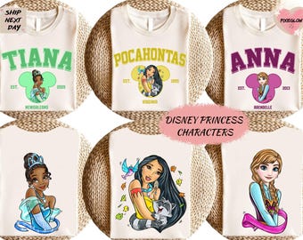 Camiseta de princesa Disney, camiseta de princesa con castillo mágico en acuarela, sudadera con el boceto exclusivo de las princesas Disney, camisetas para el viaje familiar a Disneyland 2026