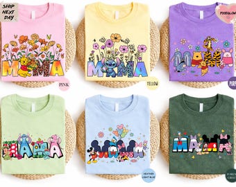 Camiseta personalizada de personajes de Disney para mamás, camiseta "La mejor mamá del mundo", camiseta de regalo para el Día de la Madre, camiseta a juego para madre e hija, camiseta para viajes familiares con mamá.