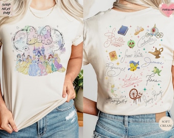 Camiseta de princesa Disney, camiseta de princesa con castillo mágico de acuarela, sudadera con dibujo de princesa Disney, camiseta de viaje familiar a Disneyland
