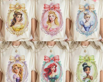 Camiseta retro de princesas Disney, camiseta coqueta de princesas Disney, camiseta de viaje para chicas Disney, camiseta de grupo Disney, Disney personalizada, camiseta de viaje Disney