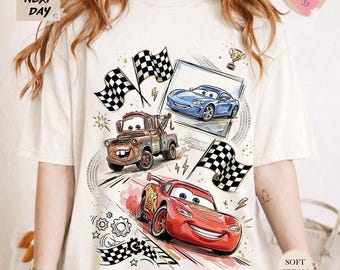 Camiseta de Rayo McQueen, camiseta de carreras de Disney Cars, camiseta de Mater Tow Truck, camiseta de cumpleaños de Pixar Cars, camiseta infantil de coches de carreras, camiseta de Disneyland