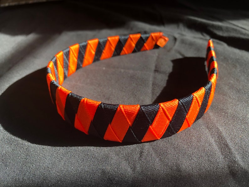 school colors ribbon woven 1 headband Woven headband orange and black football black and orange headband ribbon headband Cincinnati