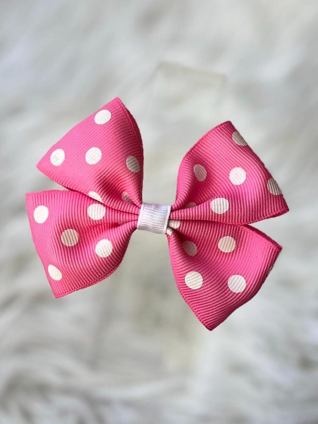 Hot Pink Polka Dot Hair Bow, Grosgrain Ribbon Clip - Etsy