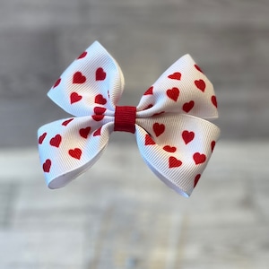 Valentine’s day hair bow, heart hair clip, baby headband, ribbon barrette, girl bows, Valentine&#39;s accessory, heart bow,Valentine&#39;s day party