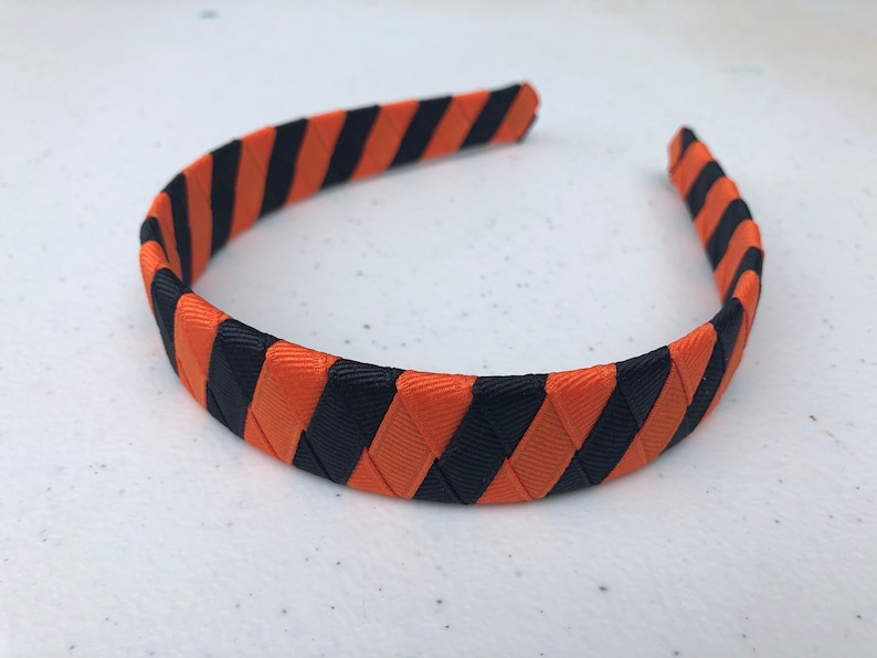 school colors ribbon woven 1 headband Woven headband orange and black football black and orange headband ribbon headband Cincinnati