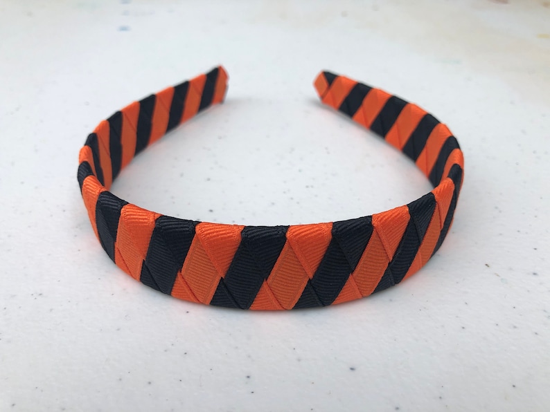 school colors ribbon woven 1 headband Woven headband orange and black football black and orange headband ribbon headband Cincinnati