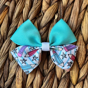 Back to school hair bow, school bow, first day of school bow, pencil hair clip, bows for girls, cute bows, hair barrette, picture day bow