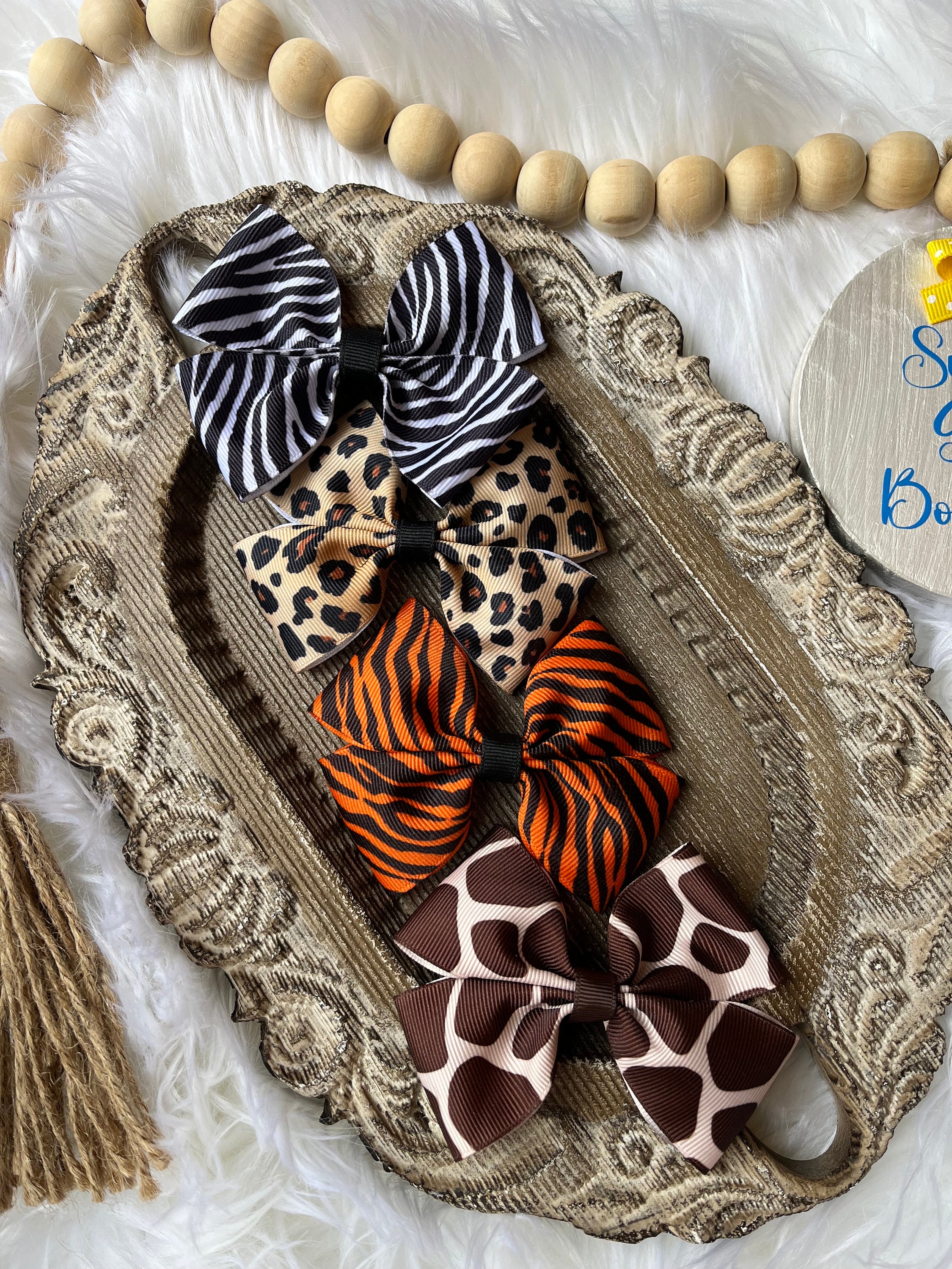 レオパードバレッタ ヘアアクセサリ Leopard EyeletBow Barrette leopard ribbon barrette / レオパードリボンバレッタ（バレッタ