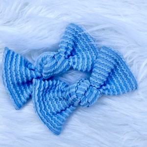 Knot pigtail bows, chunky piggies, light blue knotted pigtail set, baby headband, pigtail hair clip, toddler hair accessories, knot bow set