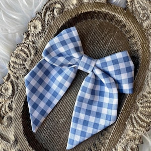 Spinka do włosów w kratkę marynarską, w kolorze niebieskim