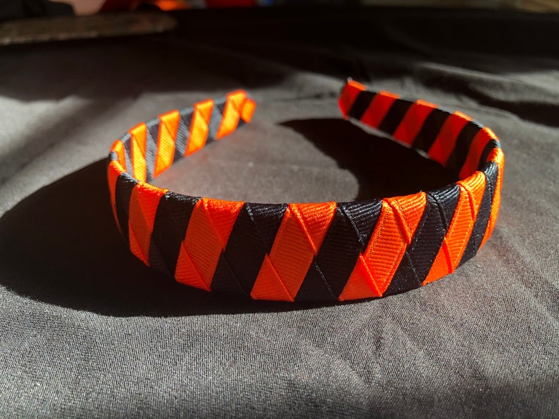 school colors ribbon woven 1 headband Woven headband orange and black football black and orange headband ribbon headband Cincinnati