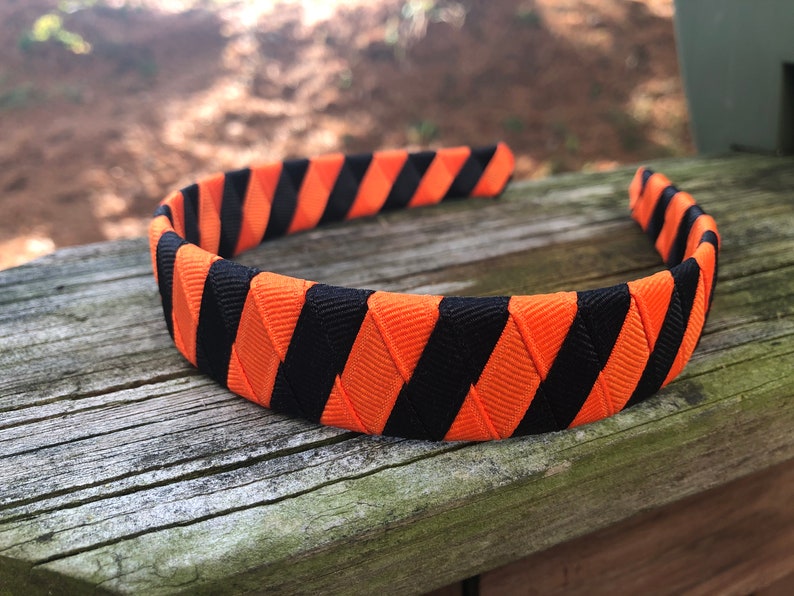 school colors ribbon woven 1 headband Woven headband orange and black football black and orange headband ribbon headband Cincinnati