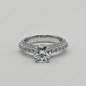 18K Solid White Gold Solitaire Lab Grown Diamond Ring | Classic Engagement Ring | Round Cut Diamond Wedding Ring | Anniversary Gift for Her