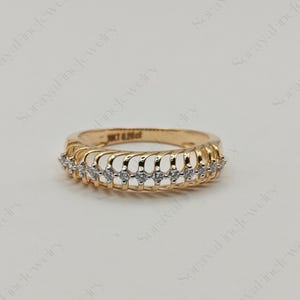 Dainty Diamond Ring in 18K Solid Gold | 13 Natural Diamonds | Elegant Minimalist Wedding Anniversary Ring for Her
