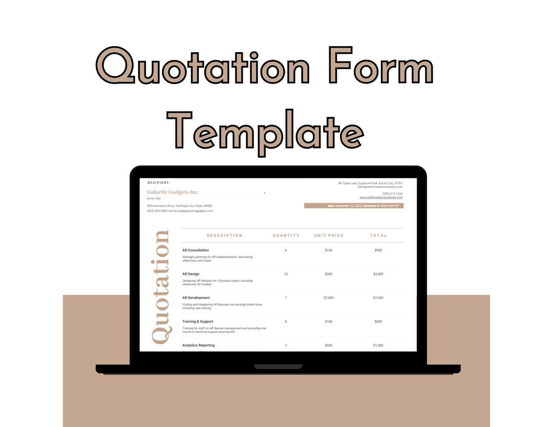 Google Sheets Quotation Form Template: Editable Invoice, Customizable ...