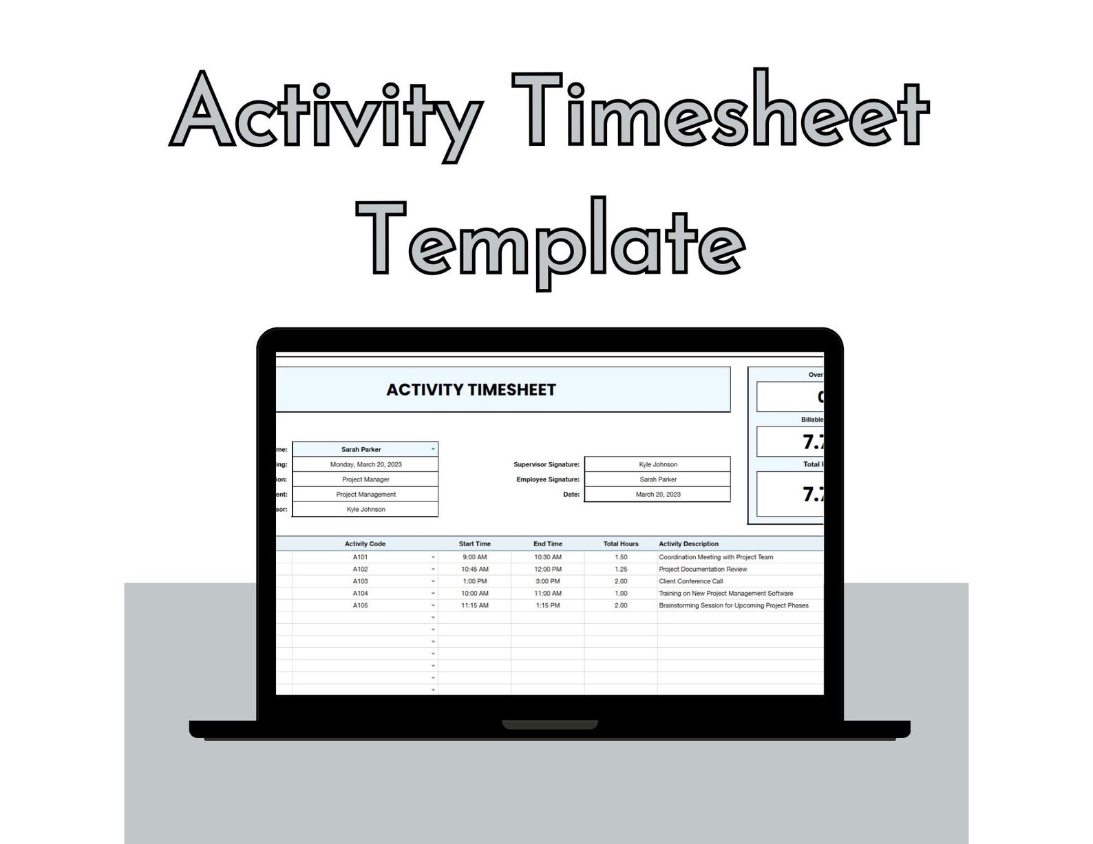 Editable Activity Timesheet Template: Google Sheets Tracker - Etsy