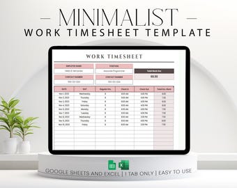 Google Sheets Work Timesheet Template: Zeiterfassung für Mitarbeiter (wöchentlich)