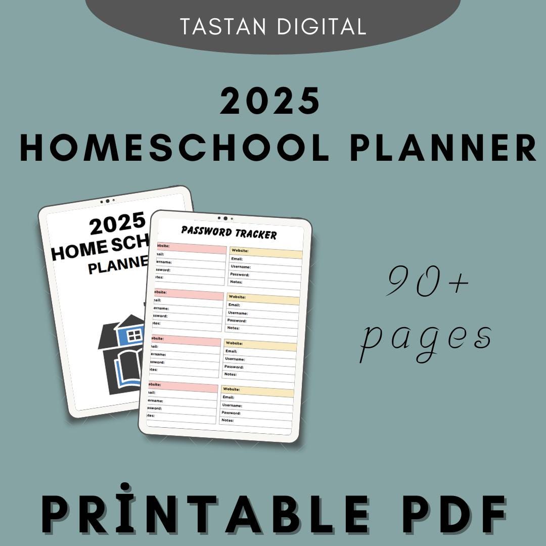 2025 Homeschool Planner, Printable PDF, Homeschool Organizer, Lesson ...