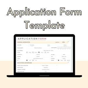 Può includere: Uno schermo di computer portatile che mostra un modello di modulo di domanda. Il modulo include sezioni per informazioni personali e background educativo. Il modulo è intitolato "APPLICATION FORM" e ha un ID cliente di 3004.