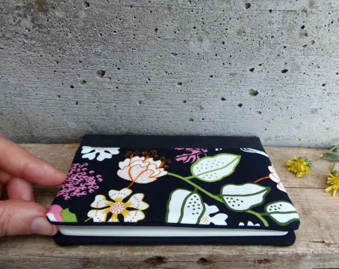 Black Moleskine Cover With Flowers. Fabric Moleskine Cahier Etsy