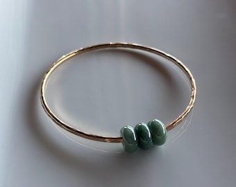 14k gold filled adult triple jade bangle