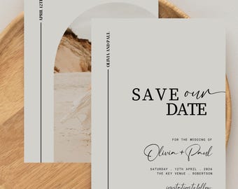 Elegant Save the Date Wedding Template, Modern Save the Date card, Wedding Announcements, Minimalistic Wedding Stationary, Editable template