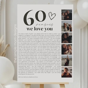 60 Reasons We Love You Poster With Pictures Template, Printable 60th Birthday Gift for Him or Her Editable, Personalized 60th Birthday Decor