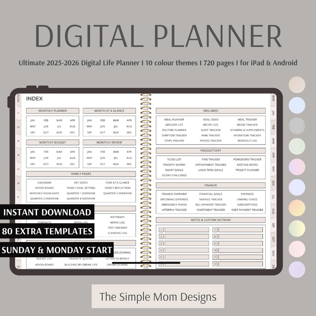 Ultimate 2025-2026 Digital Life Planner | Undated Goodnotes & Android ...