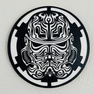 3D Stormtrooper Wall Art | Star Wars-Inspired Wooden Decor | Layered Laser Cut Design | Unique Sci-Fi Home Decor | Geek Gift Idea