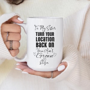 Aanpasbare cadeaumok zus, humormok voor zus, perfect cadeau voor zussen waardering, broers en zussen verjaardag, koffieliefhebbers