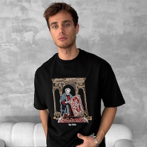 Heren Longsleeve T-Shirt van Katoen / Zwart T-Shirt met Geprinte Mouwen