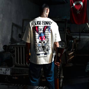 T-shirt Oversize Bugs Bunny, Streetwear, Cartone Animato, Looney Tunes, Unisex