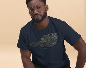 Austria Soccer 2026 T-Shirt, Austrian Football Fan Gift, Minimalist Gold Map Art, Austrian Pride Tee, Unisex Casual Shirt