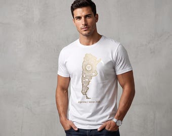 Argentina Soccer 2026 Shirt | World Cup Football Tee | Minimalist Gold Argentina Map T-Shirt | Gift for Soccer Fans