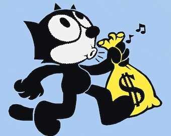Machine embroidery design. Felix the Cat Money Bag.