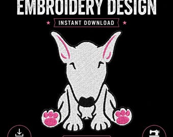 Desenho para Bordado à Máquina de Filhote de Bull Terrier Inglês (Download Digital)
