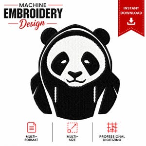 Diseño de bordado a máquina de oso panda triste (descarga digital)