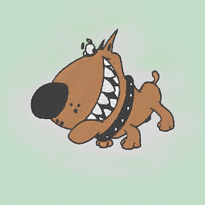 Machine embroidery design.Smiling angry Bull Dog.