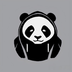 Diseño de bordado a máquina. Lindo oso panda triste.